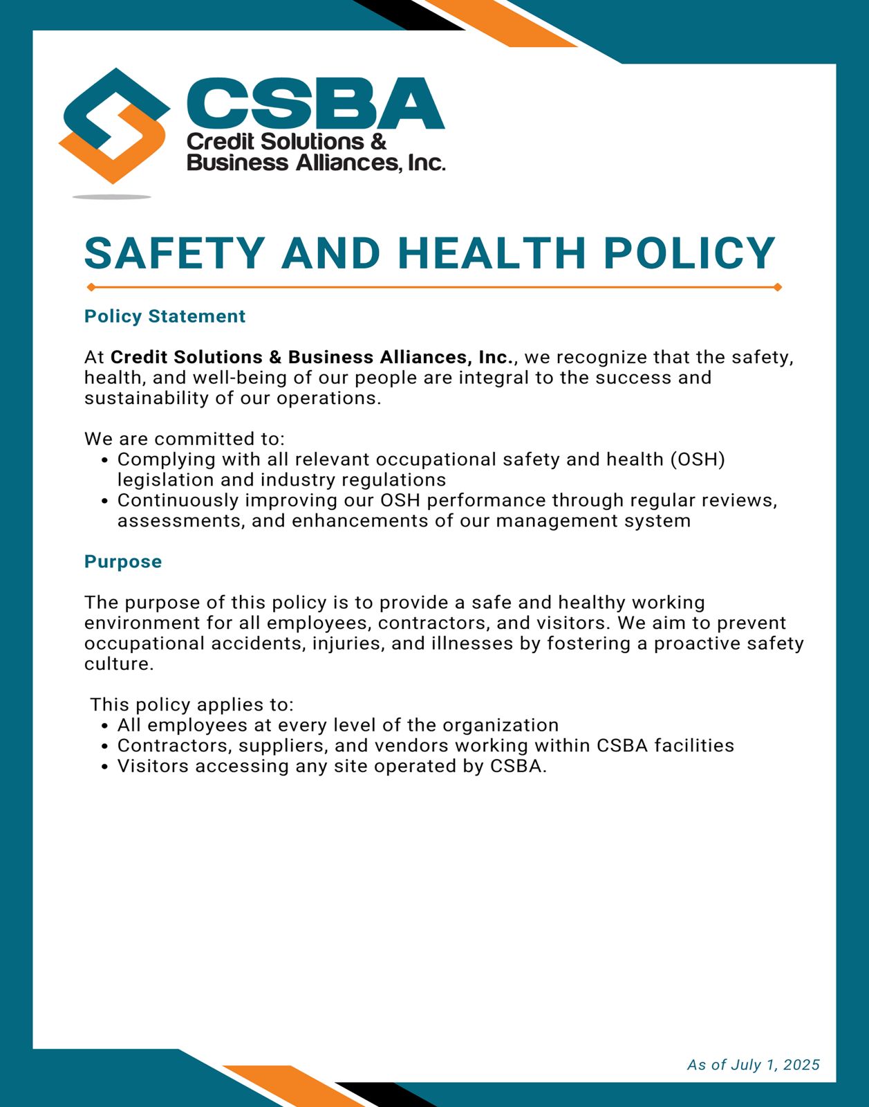 Safety & Health Policy